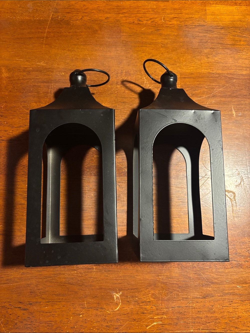 Black Metal Hanging Lantern Pair - Classic Home Accents